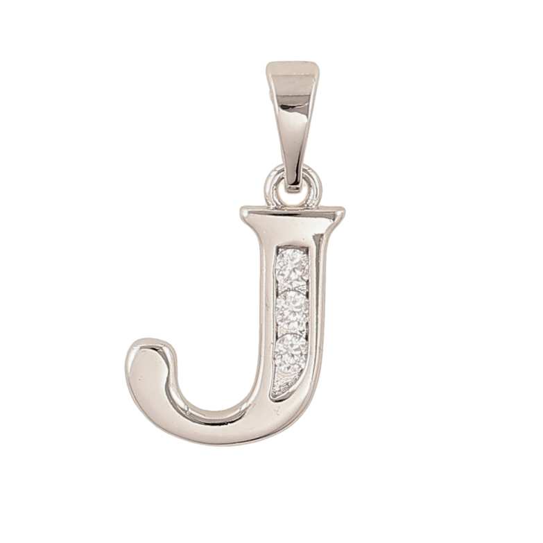Кулон Xuping колір Родій "Літера J" для ланцюжка до 5мм фото №1 Кулон Xuping колір Родій "Літера J" для ланцюжка до 5мм фото №1