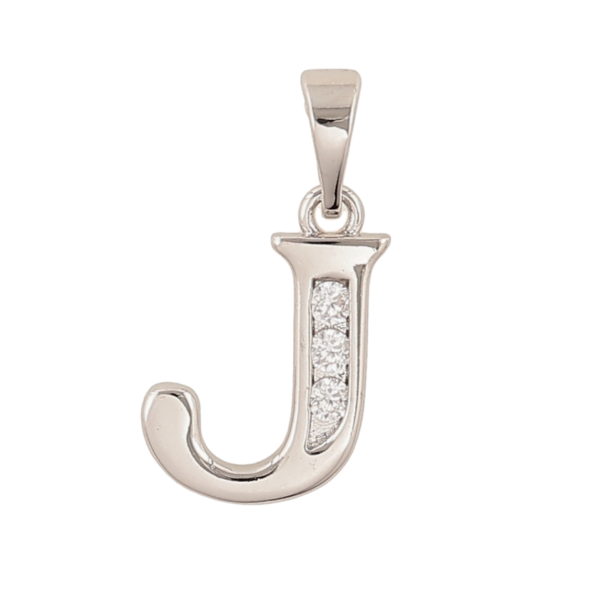 Кулон Xuping колір Родій "Літера J" для ланцюжка до 5мм фото №1 Кулон Xuping колір Родій "Літера J" для ланцюжка до 5мм фото №1