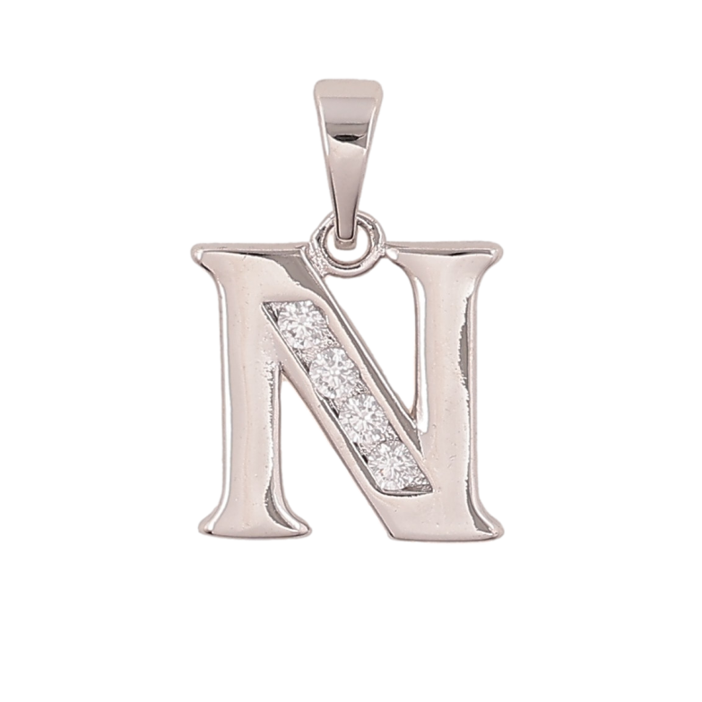Кулон Xuping колір Родій "Літера N" для ланцюжка до 5мм фото №1