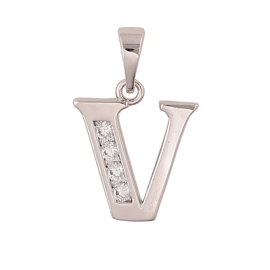 Кулон Xuping цвет Родий "Буква V" для цепочки до 5мм фото №1