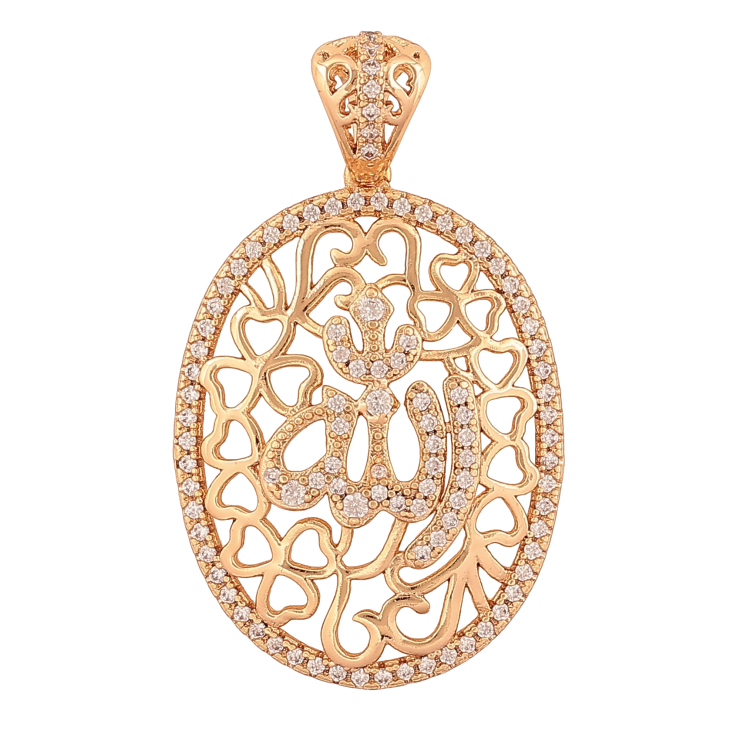 Кулон Xuping цвет Позолота 18K "Декоративный резной орнамент с кристаллами и надписью Аллах" для цепочки до 5мм фото №19