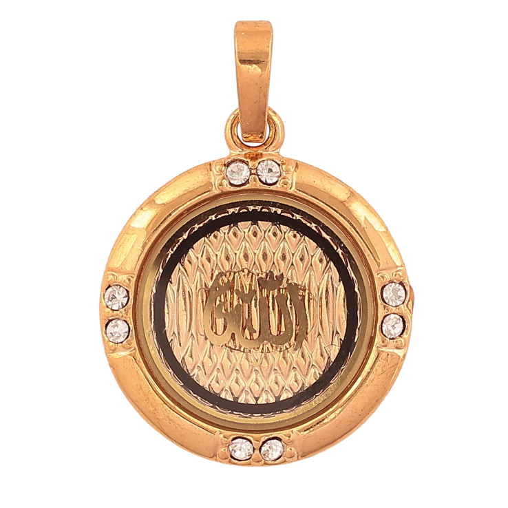 Кулон Xuping колір Позолота 18K "Круглий медальйон зі скляною вставкою та написом Аллах" для ланцюжка до 6мм фото №5 Кулон Xuping колір Позолота 18K "Круглий медальйон зі скляною вставкою та написом Аллах" для ланцюжка до 6мм фото №5