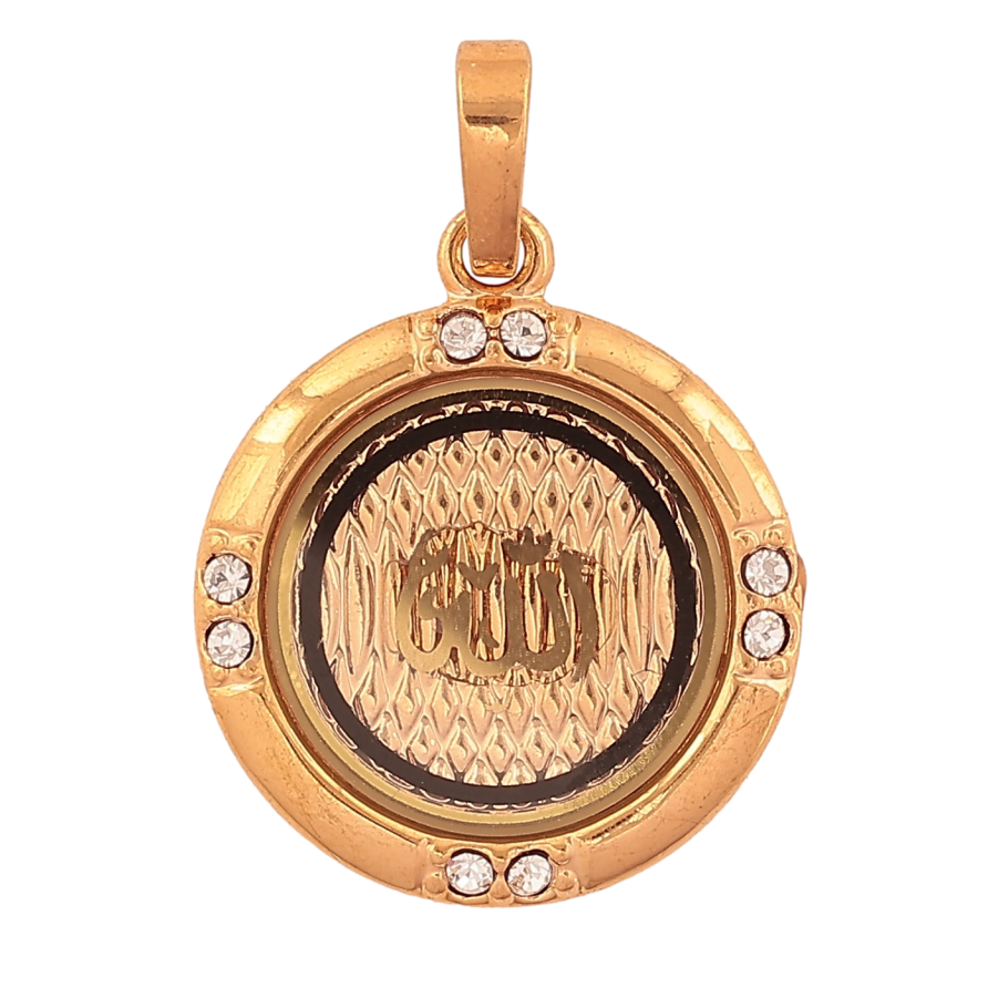 Кулон Xuping колір Позолота 18K "Круглий медальйон зі скляною вставкою та написом Аллах" для ланцюжка до 6мм фото №1 Кулон Xuping колір Позолота 18K "Круглий медальйон зі скляною вставкою та написом Аллах" для ланцюжка до 6мм фото №1