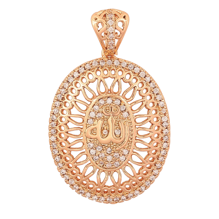 Кулон Xuping цвет Позолота 18K "Изящный резной орнамент с кристаллами и надписью Аллах" для цепочки до 4мм фото №22