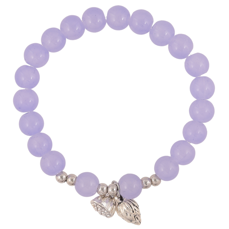 Браслет на резинці скло "Бузкові намистини з підвісками, ø 8мм" вільний розмір фото №18