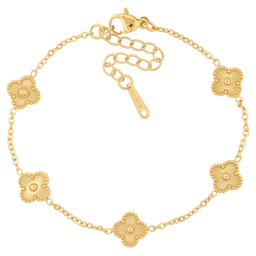 Браслет Нержавеющая сталь цвет 14К "Цепочка с клевером" длина с доп. цепочкой 18-22.5см х 1.5-9мм фото №1 Браслет Нержавеющая сталь цвет 14К "Цепочка с клевером" длина с доп. цепочкой 18-22.5см х 1.5-9мм фото №1