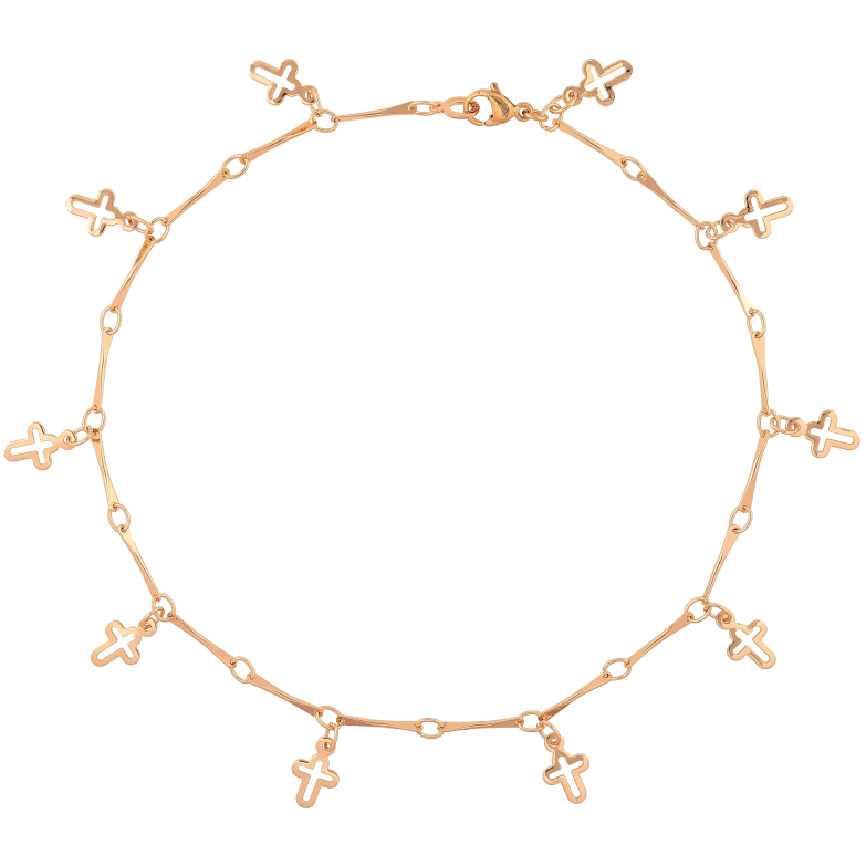 Браслет Xuping M&L колір 18К на ногу "Підвіски хрестики" довжина 27см х 1.5мм фото №1