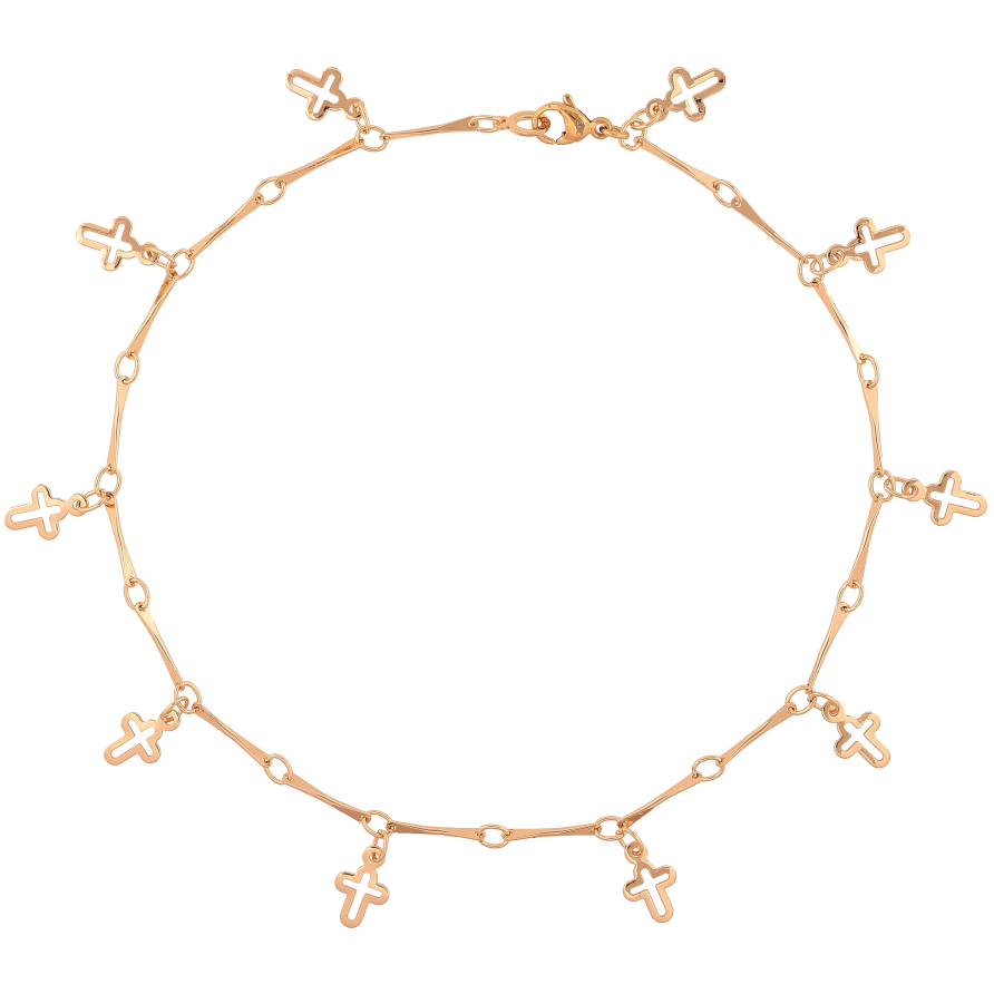 Браслет Xuping M&L колір 18К на ногу "Підвіски хрестики" довжина 27см х 1.5мм фото №1