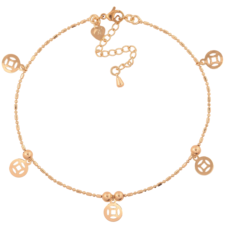 Браслет Xuping M&L колір 18К на ногу "Ланцюжок з підвісками" довжина з дод. ланцюжком 23-28см х 1мм фото №9