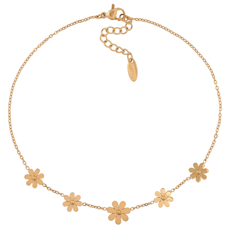 Браслет Xuping ТТМ Stainless Steel цвет 14К на ногу "Цепочка с цветочками" длина с доп. цепочкой 26.5-30см х 1.5-10мм фото №24