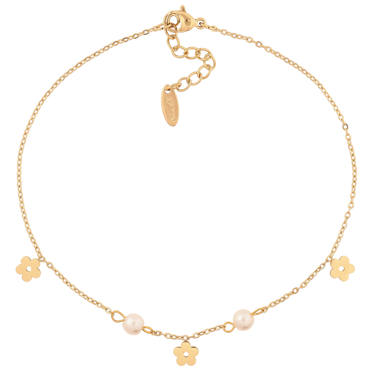 Браслет Xuping ТТМ Stainless Steel колір 14К на ногу "Ланцюжок з квіточками і намистинами" довжина з дод. ланцюжком 24-27.5см х 1.5-5мм фото №17 Браслет Xuping ТТМ Stainless Steel колір 14К на ногу "Ланцюжок з квіточками і намистинами" довжина з дод. ланцюжком 24-27.5см х 1.5-5мм фото №17