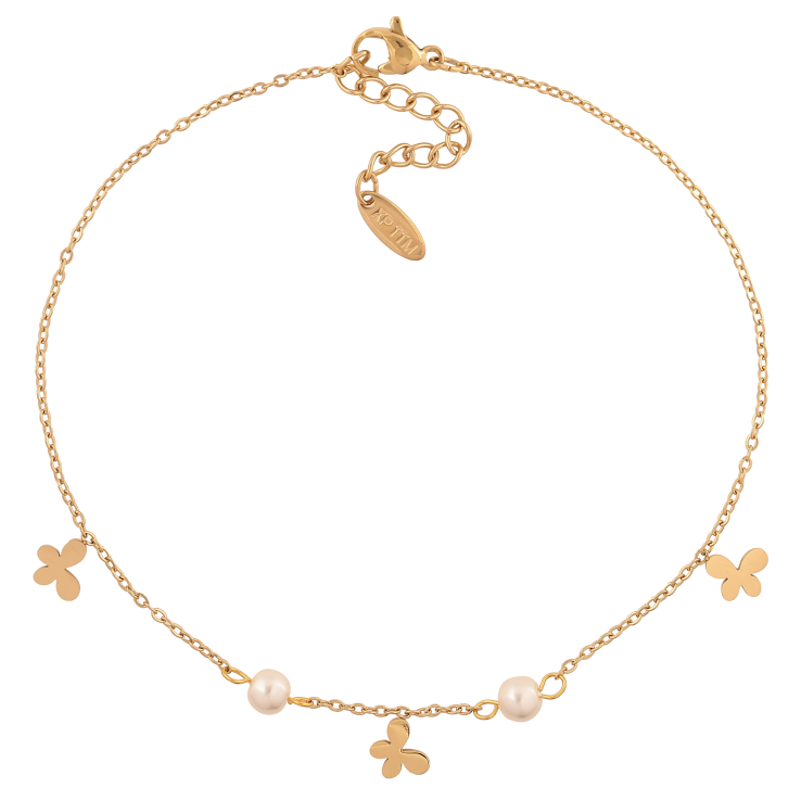 Браслет Xuping ТТМ Stainless Steel колір 14К на ногу "Ланцюжок з метеликами та перлинними намистинами" довжина з доп. ланцюжком 24-27.5см х 1.5-5мм фото №9 Браслет Xuping ТТМ Stainless Steel колір 14К на ногу "Ланцюжок з метеликами та перлинними намистинами" довжина з доп. ланцюжком 24-27.5см х 1.5-5мм фото №9