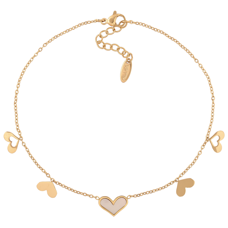 Браслет Xuping ТТМ Stainless Steel колір 14К на ногу "Ланцюжок з сердечками" довжина з дод. ланцюжком 24-27см х 1.5мм фото №11 Браслет Xuping ТТМ Stainless Steel колір 14К на ногу "Ланцюжок з сердечками" довжина з дод. ланцюжком 24-27см х 1.5мм фото №11