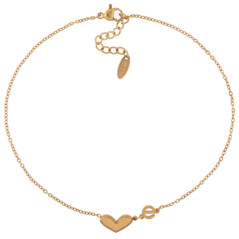 Браслет Xuping ТТМ Stainless Steel колір 14К на ногу "Ланцюжок із серцем" довжина з дод. ланцюжком 27-30см х 1.5мм фото №1 Браслет Xuping ТТМ Stainless Steel колір 14К на ногу "Ланцюжок із серцем" довжина з дод. ланцюжком 27-30см х 1.5мм фото №1