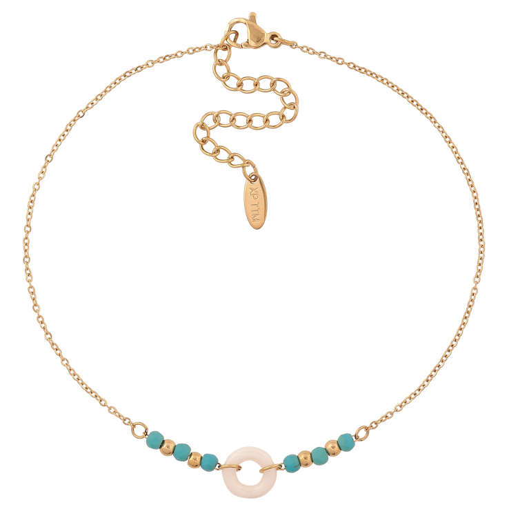 Браслет Xuping ТТМ Stainless Steel колір 14К на ногу "Ланцюжок з намистинами та білим керамічним колечком" довжина з дод. ланцюжком 24-29.5см х 1-10мм фото №19 Браслет Xuping ТТМ Stainless Steel колір 14К на ногу "Ланцюжок з намистинами та білим керамічним колечком" довжина з дод. ланцюжком 24-29.5см х 1-10мм фото №19