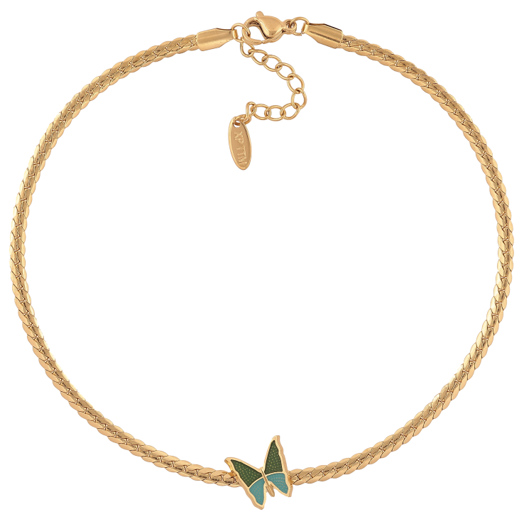 Браслет Xuping ТТМ Stainless Steel цвет 14К на ногу "Цепочка с бабочкой" длина с доп. цепочкой 27.5-31см х 3-13мм фото №22