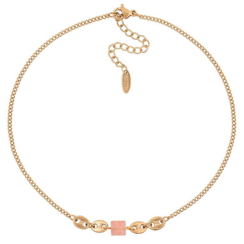 Браслет Xuping ТТМ Stainless Steel цвет 14К на ногу "Цепочка с декоративными вставками" длина с доп. цепочкой 29-34.5см х 2-6мм фото №1