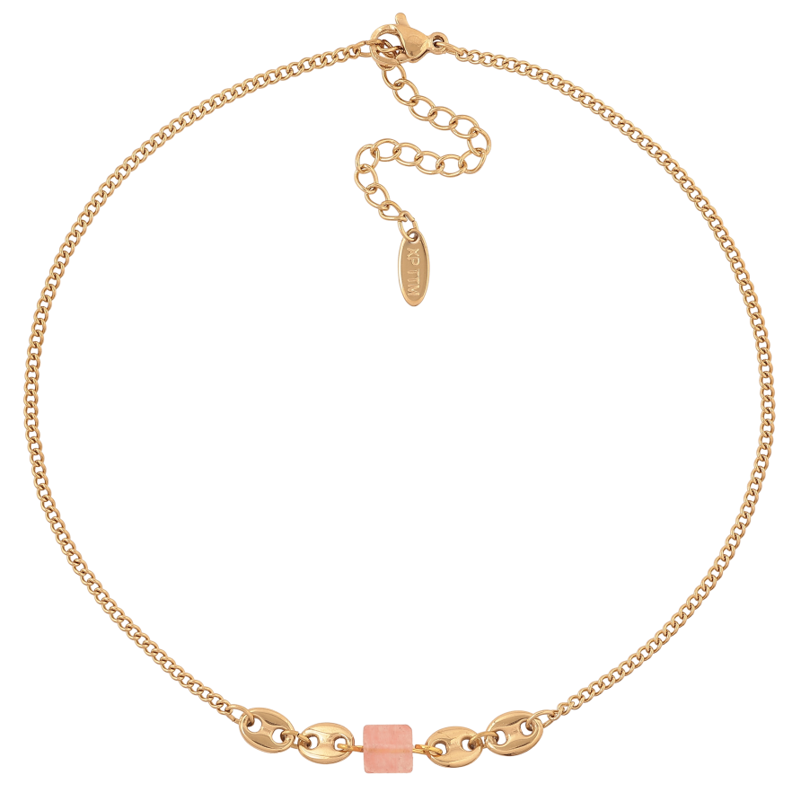 Браслет Xuping ТТМ Stainless Steel колір 14К на ногу "Ланцюжок з декоративними вставками" довжина з дод. ланцюжком 29-34.5см х 2-6мм фото №1