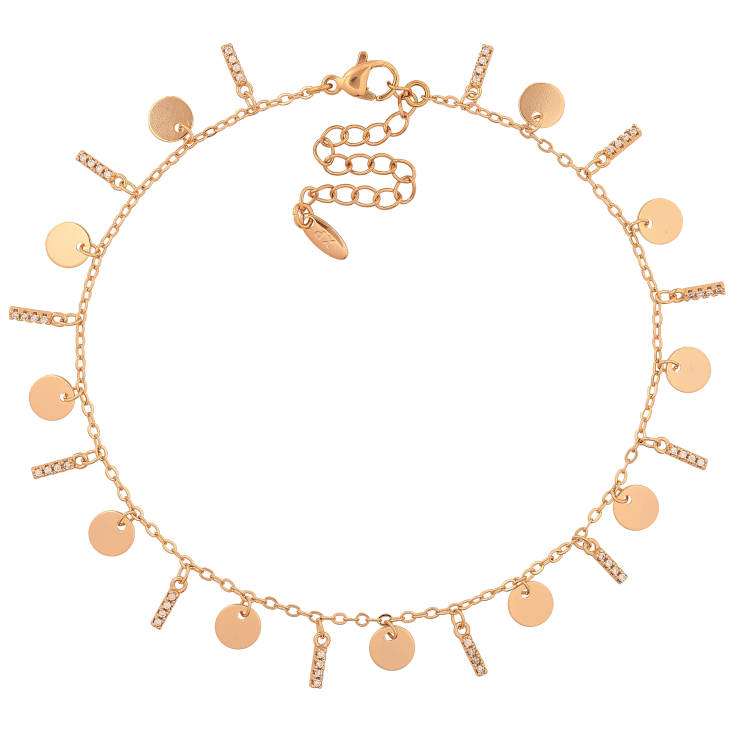 Браслет Xuping цвет Позолота 18K на ногу "Цепочка с подвесками" размер с доп. цепочкой 23-28см х 1.5мм фото №2