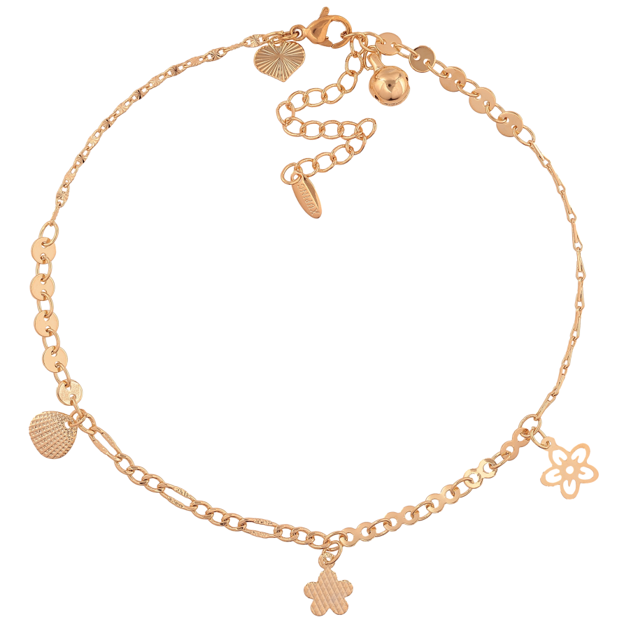 Браслет Xuping цвет Позолота 18K на ногу "Цепочка с подвесками" размер с доп. цепочкой 25-29.5см х 1.5-4мм фото №1