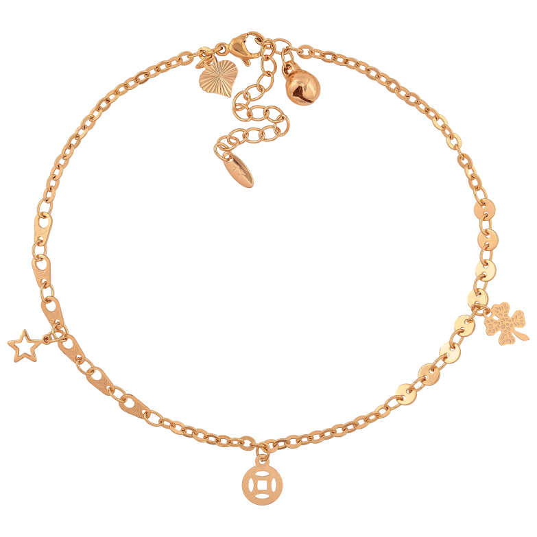 Браслет Xuping цвет Позолота 18K на ногу "Цепочка с подвесками" размер с доп. цепочкой 24-28.5см х 2.5-4мм фото №1