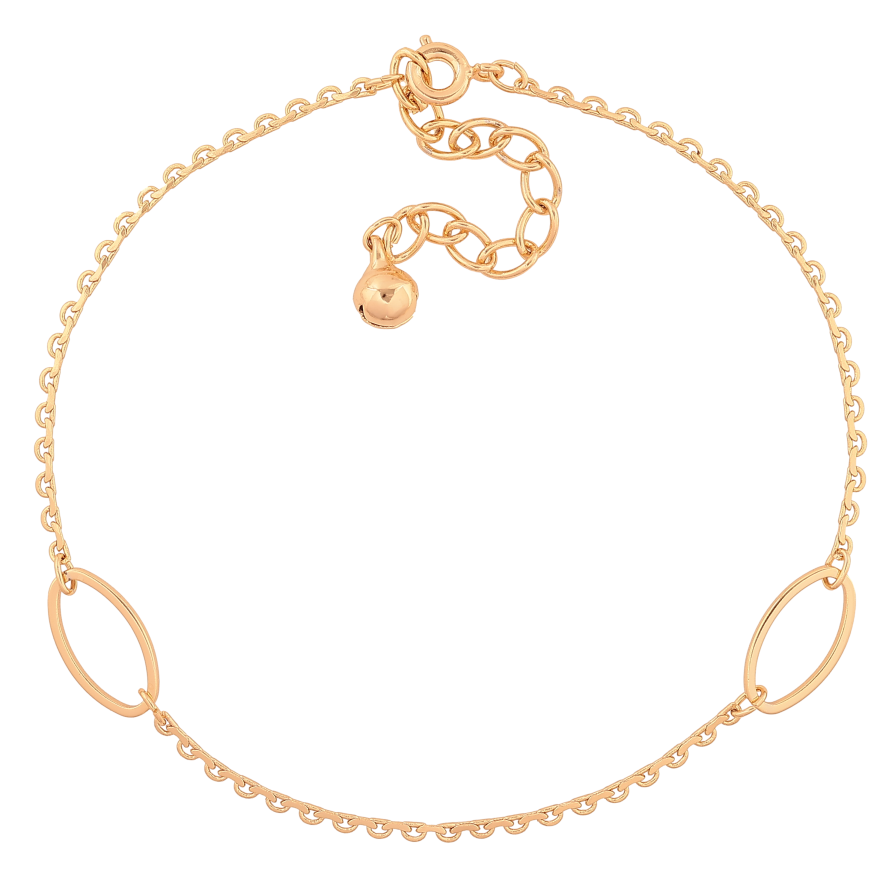 Браслет Xuping цвет Позолота 18K на ногу "Цепочка с вставками" размер с доп. цепочкой 23-28см х 2-8мм фото №1