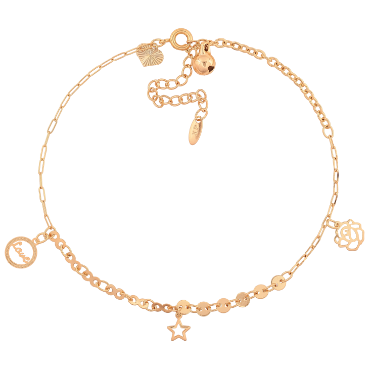 Браслет Xuping цвет Позолота 18K на ногу "Цепочка с подвесками" размер с доп. цепочкой 24-28.5см х 2-4мм фото №5