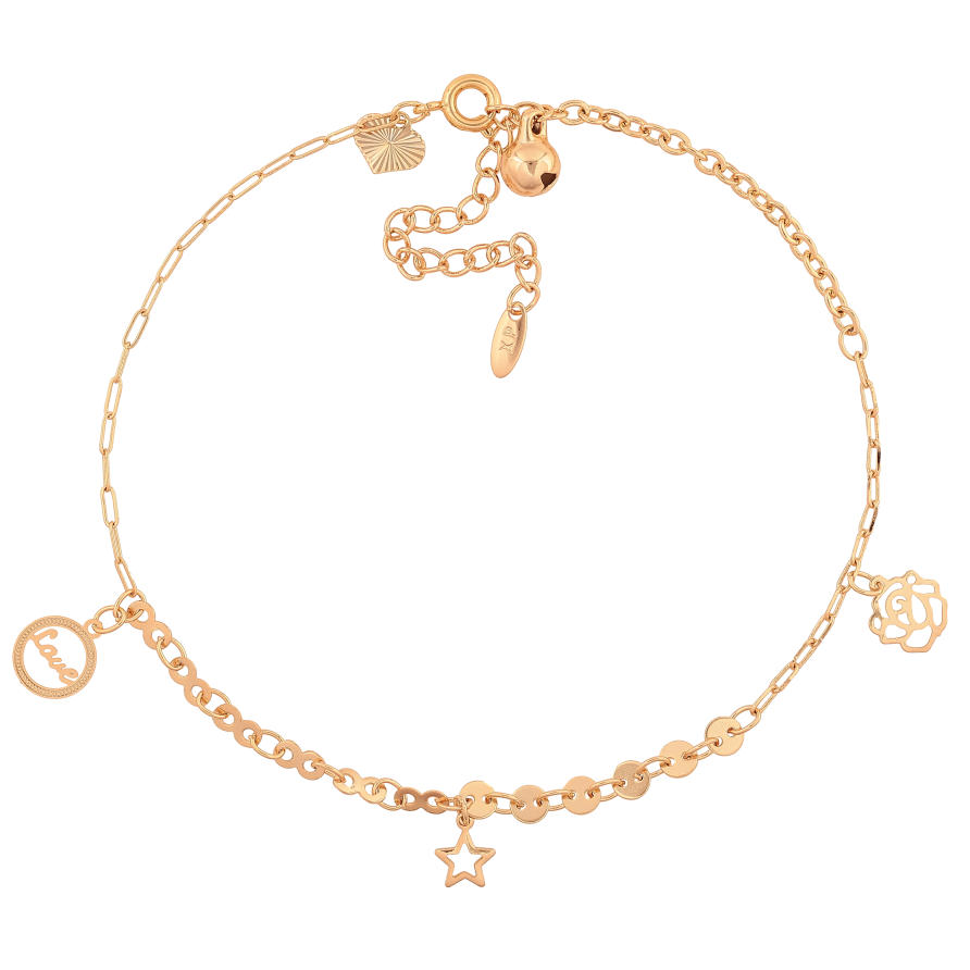 Браслет Xuping цвет Позолота 18K на ногу "Цепочка с подвесками" размер с доп. цепочкой 24-28.5см х 2-4мм фото №1