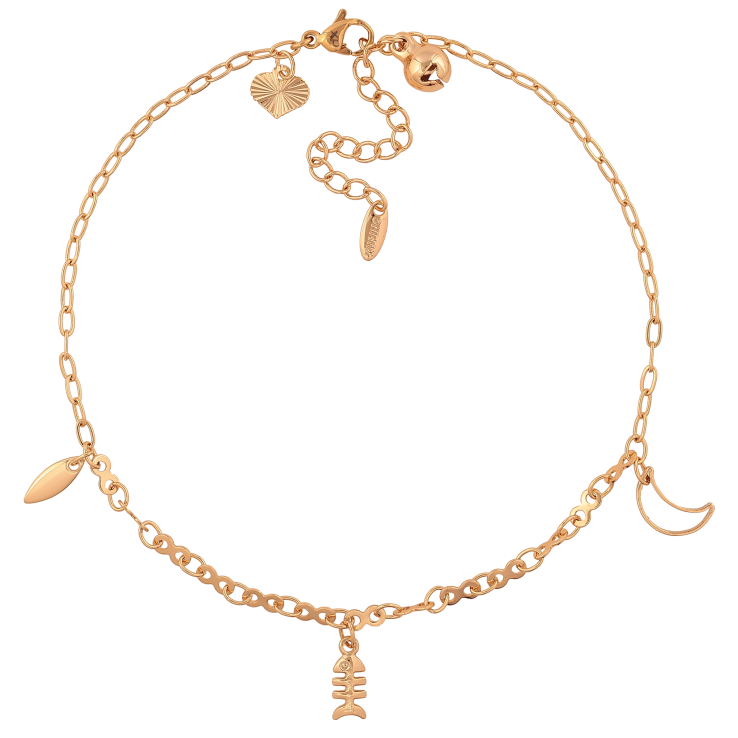 Браслет Xuping цвет Позолота 18K на ногу "Цепочка с подвесками" размер с доп.цепочкой 24-29см х 2-3мм фото №4