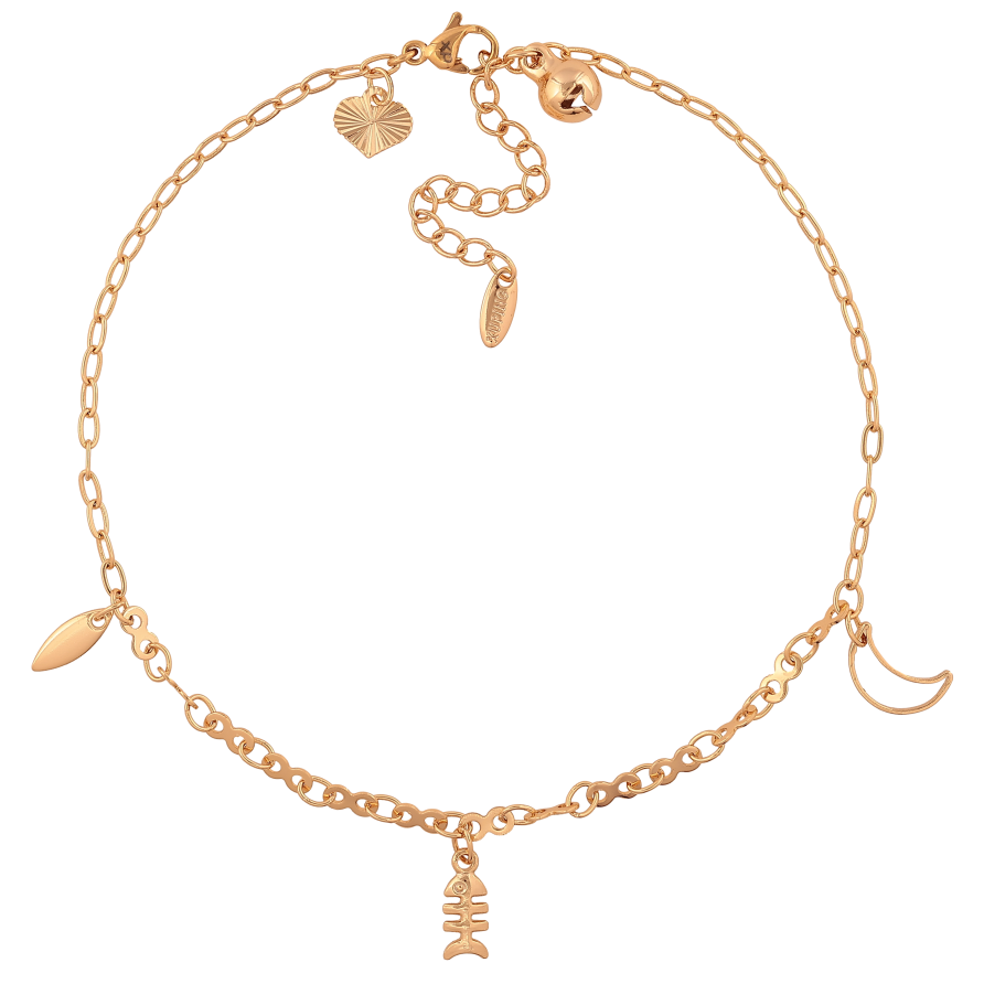 Браслет Xuping цвет Позолота 18K на ногу "Цепочка с подвесками" размер с доп.цепочкой 24-29см х 2-3мм фото №1