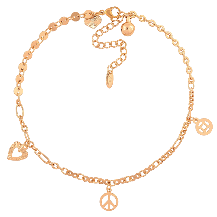 Браслет Xuping цвет Позолота 18K на ногу "Цепочка с подвесками" размер с доп.цепочкой 24-29см х 2.5-4мм фото №18