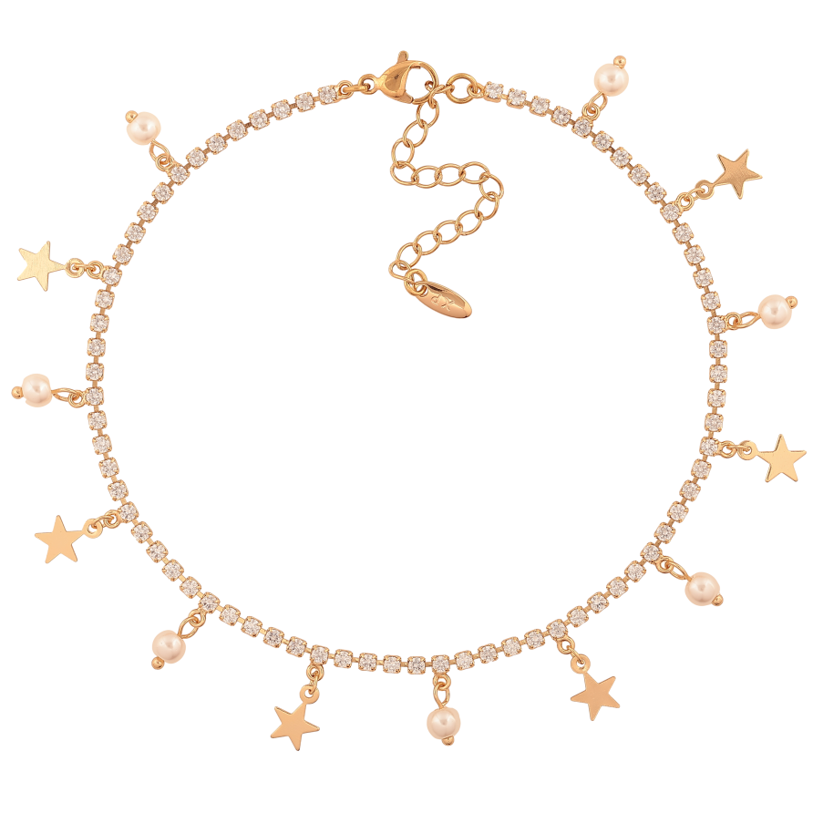 Браслет Xuping цвет Позолота 18K на ногу "Кристальная дорожка с подвесками" размер с доп.цепочкой 24-29см х 2мм фото №1 Браслет Xuping цвет Позолота 18K на ногу "Кристальная дорожка с подвесками" размер с доп.цепочкой 24-29см х 2мм фото №1