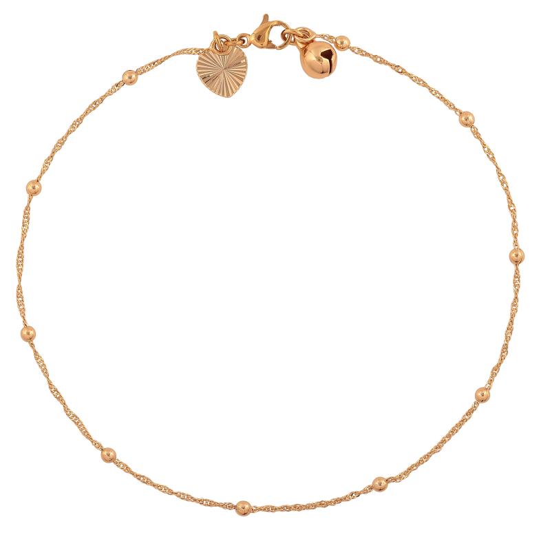 Браслет Xuping цвет Позолота 18K на ногу "Цепочка с бусинами" размер 26см х 1.5-2.5мм фото №1