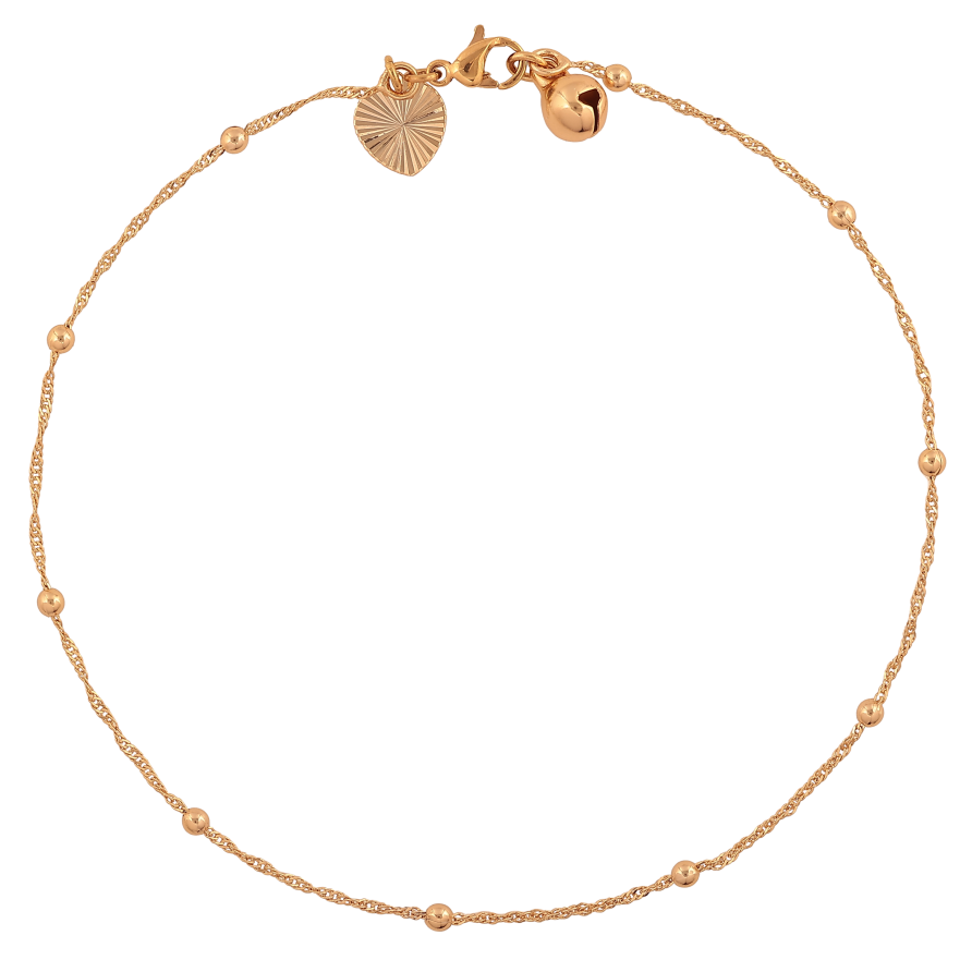 Браслет Xuping цвет Позолота 18K на ногу "Цепочка с бусинами" размер 26см х 1.5-2.5мм фото №1