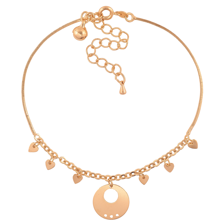 Браслет Xuping цвет Позолота 18K на ногу "Цепочка с подвесками" размер с доп.цепочкой 22-28см х 1-3мм фото №1