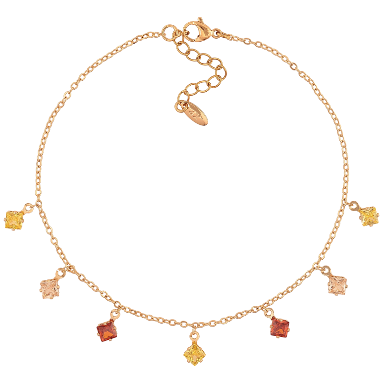 Браслет Xuping цвет Позолота 18K на ногу "Цепочка с вставкой" размер с доп. цепочкой 23-26см х 1.5мм фото №5