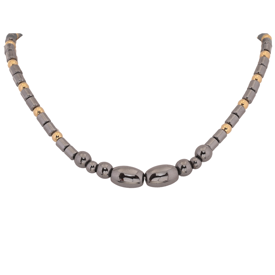 Кольє Xuping ТТМ Stainless Steel колір 14К "Гематитове намисто" довжина 42-48см х 4-8мм фото №1 Кольє Xuping ТТМ Stainless Steel колір 14К "Гематитове намисто" довжина 42-48см х 4-8мм фото №1