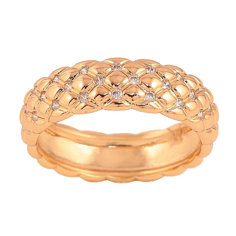 Кольцо Xuping цвет Позолота 18K "Узор с  кристаллами" шир. 6мм фото №1