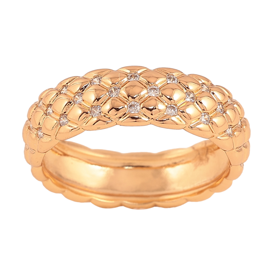 Кольцо Xuping цвет Позолота 18K "Узор с  кристаллами" шир. 6мм фото №1