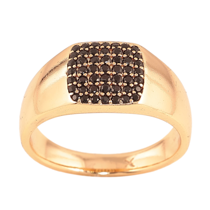 Перстень Xuping цвет Позолота 18K "Узор с инкрустацией черными кристаллами"  фото №13