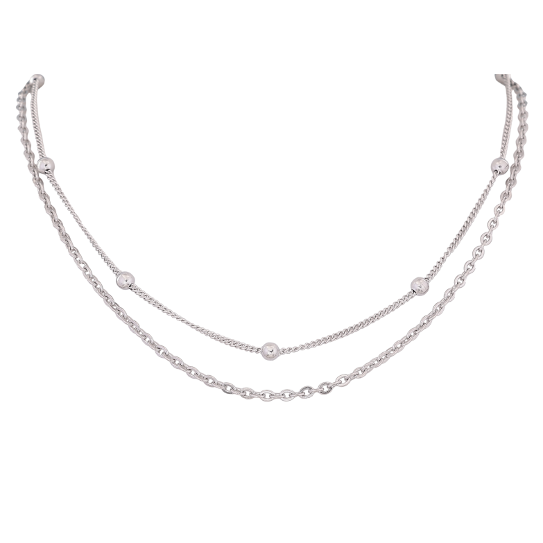 Колье Xuping ТТМ Stainless Steel цвет Родий "Две цепочки" длина 41-46см х 1.5-4мм фото №6 Колье Xuping ТТМ Stainless Steel цвет Родий "Две цепочки" длина 41-46см х 1.5-4мм фото №6