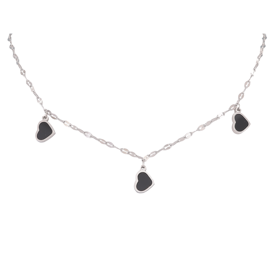 Кольє Xuping ТТМ Stainless Steel колір Родій "Сердечка" довжина 45-50см х 2мм фото №1 Кольє Xuping ТТМ Stainless Steel колір Родій "Сердечка" довжина 45-50см х 2мм фото №1