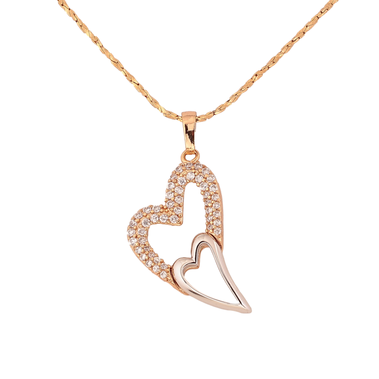 Кулон на ланцюжку Xuping колір Позолота 18К + Родій "Сердечки з кристалами" довжина 45-50см х 1мм фото №10 Кулон на ланцюжку Xuping колір Позолота 18К + Родій "Сердечки з кристалами" довжина 45-50см х 1мм фото №10