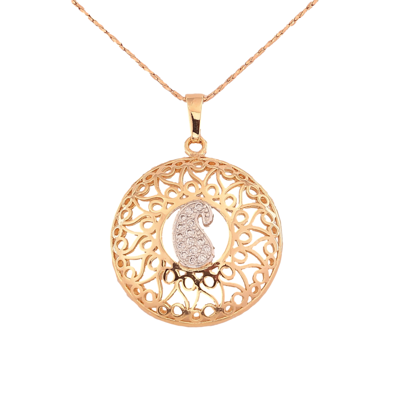 Кулон на цепочке Xuping цвет Позолота 18К+РО+Родий "Изящный резной орнамент" длина 41-46см х 1мм фото №1