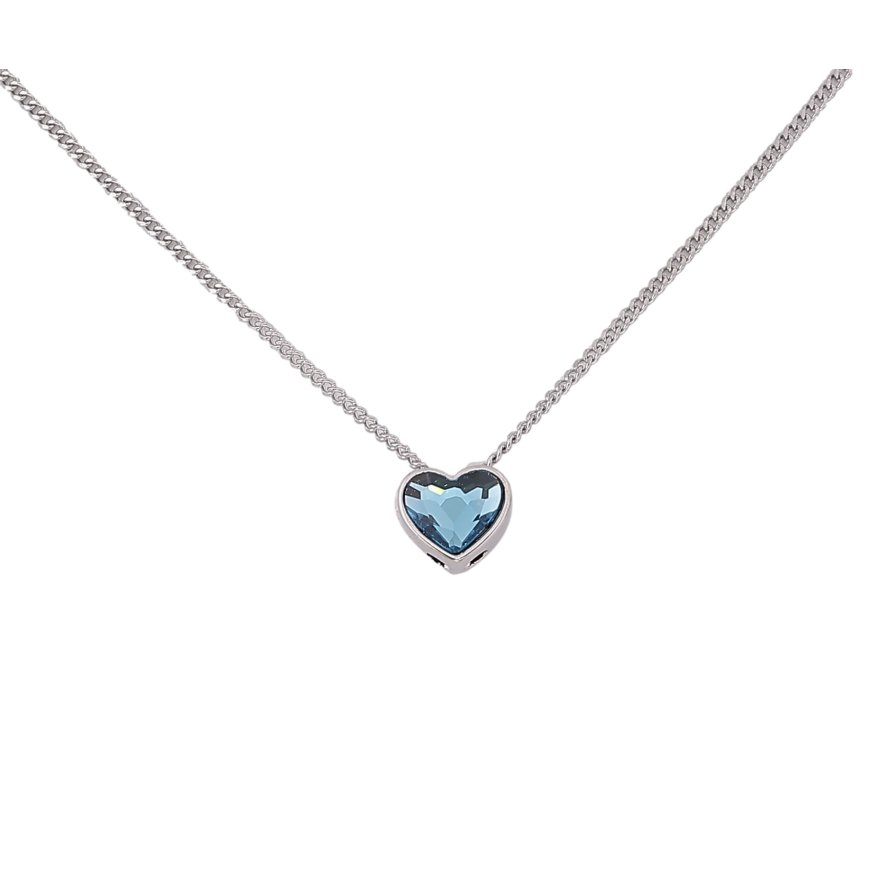 Кулон Xuping цвет Родий с кр-ми Swarovski на цепочке "Сердечко с кристаллом Aquamarine" дл. 49см х 1мм фото №1 Кулон Xuping цвет Родий с кр-ми Swarovski на цепочке "Сердечко с кристаллом Aquamarine" дл. 49см х 1мм фото №1