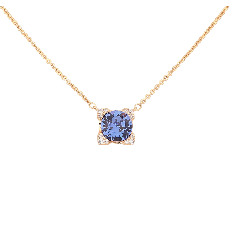 Кулон на ланцюжку Xuping колір 18K з кр-ми Swarovski "Кристал Sapphire в декоративній оправі" довжина 41-46см х 1мм фото №1