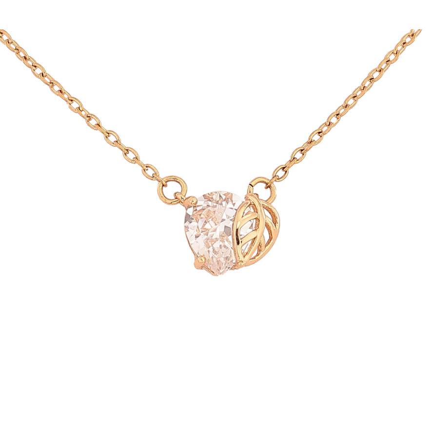 Кулон на цепочке Xuping цвет Позолота 18К "Кристалл с листиком" длина 46-51см х 1.5мм фото №1