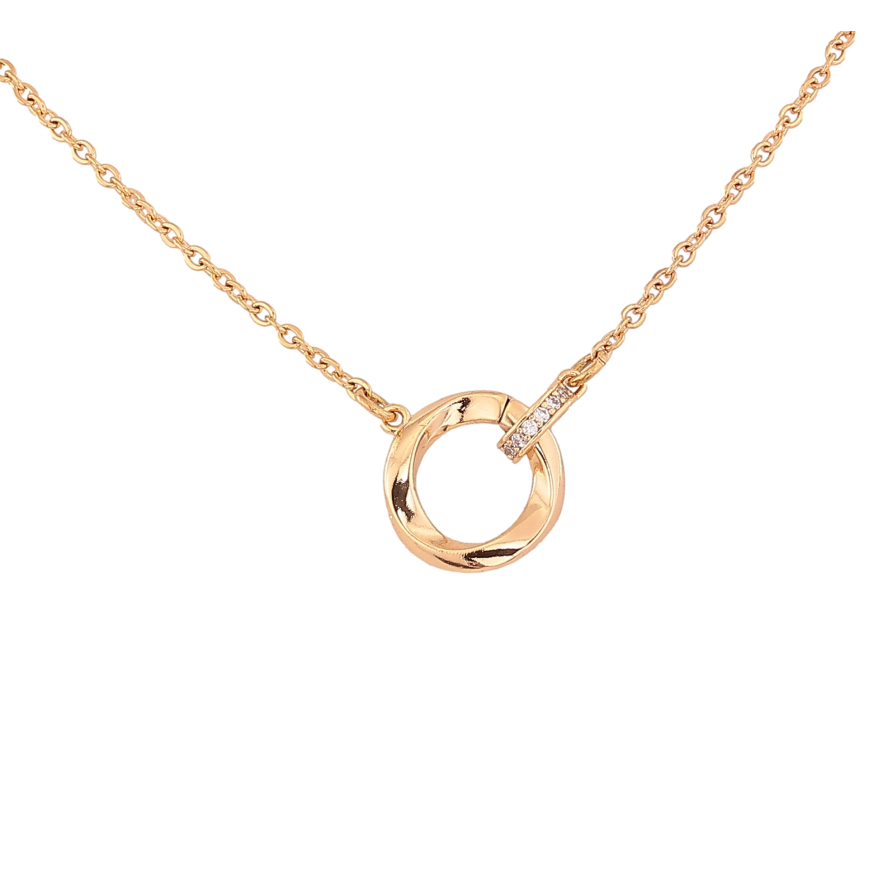 Кулон на цепочке Xuping цвет Позолота 18К "Колечки с кристаллами" длина 43-49см х 1.5мм фото №1