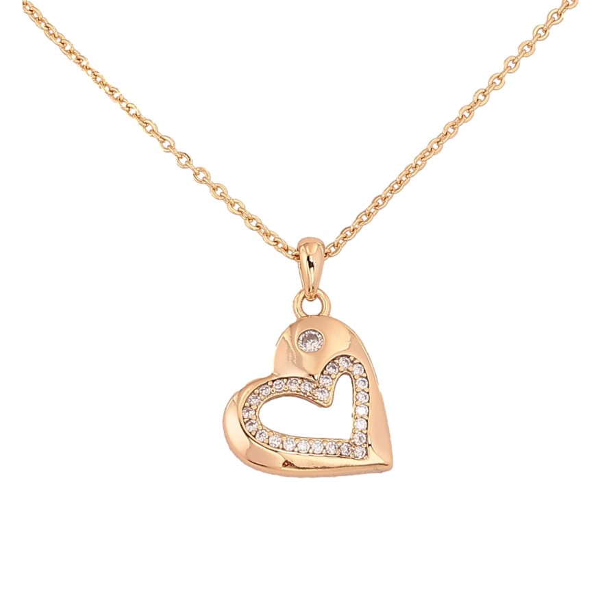 Кулон на ланцюжку Xuping колір Позолота 18К "Сердечко з кристалами" довжина 41-47см х 1мм фото №1