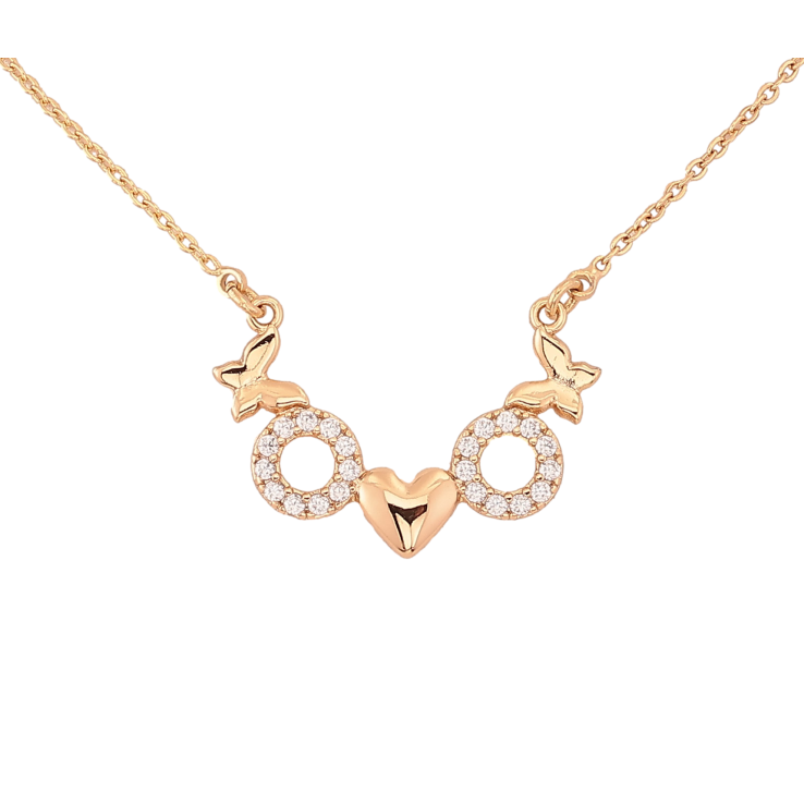 Кулон на ланцюжку Xuping колір Позолота 18К "Метелики з кристальними кільцями" довжина 43-45см х 1.5мм фото №2 Кулон на ланцюжку Xuping колір Позолота 18К "Метелики з кристальними кільцями" довжина 43-45см х 1.5мм фото №2